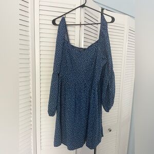 Forever21 blue polka dot babydoll mini dress. Size 1X.